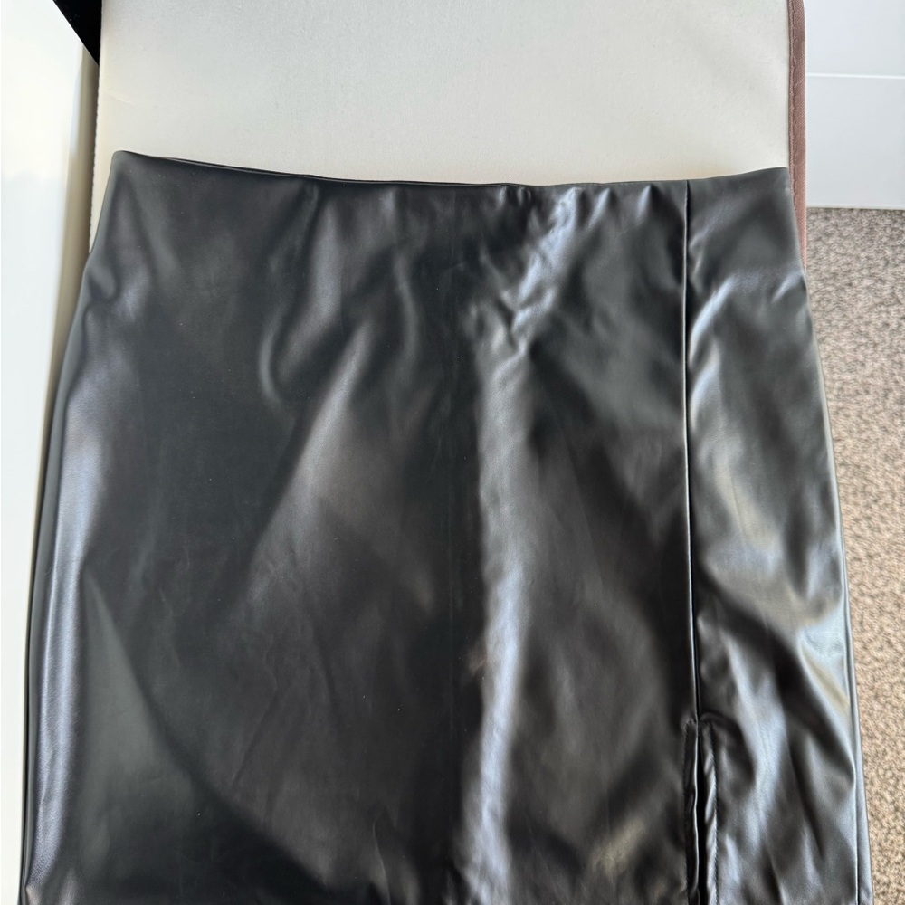 Black Faux Leather Skirt